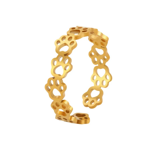 Gold Paw Print Ring