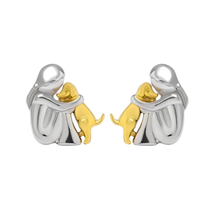Silver/Gold Two-Tone Hug Earrings