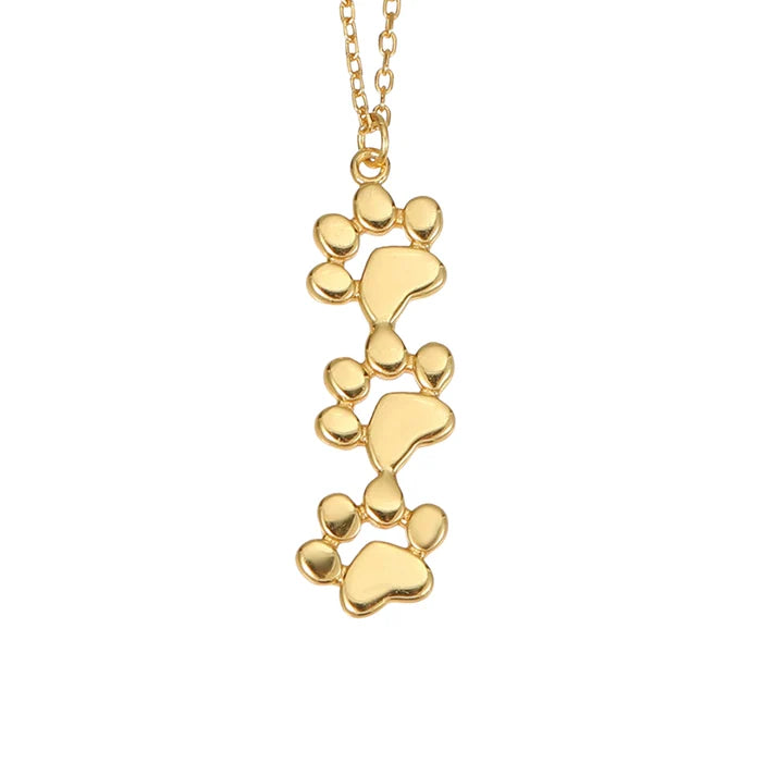 Triple Stacked Paw Necklace