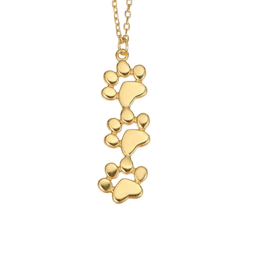 Triple Stacked Paw Necklace